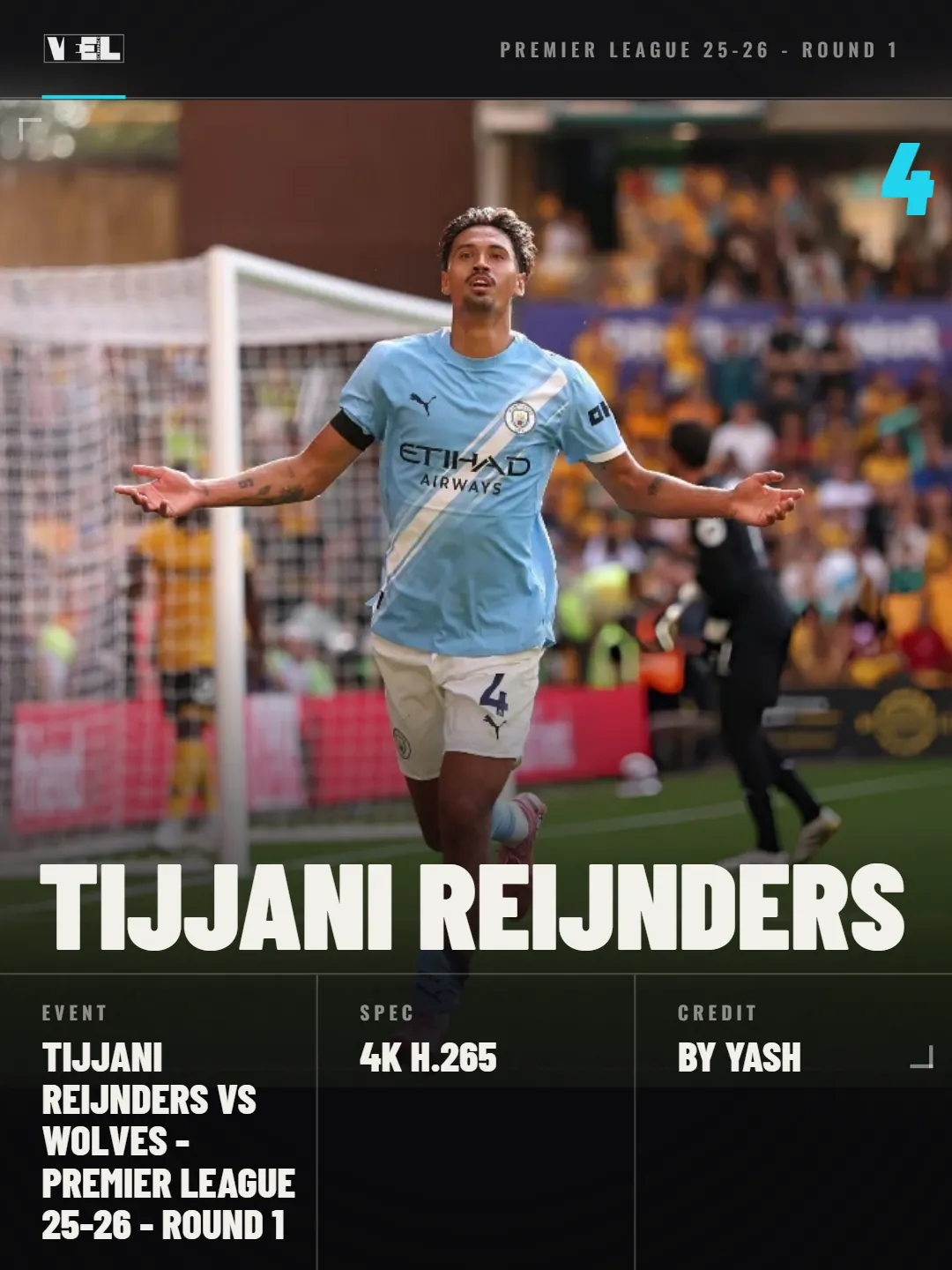Tijjani Reijnders - Manchester City vs Wolves - Premier League 25-26 - Round 1 scene pack