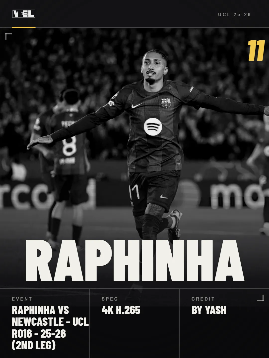 Raphinha vs Newcastle - UCL RO16 - 25-26 (2nd Leg) scene pack